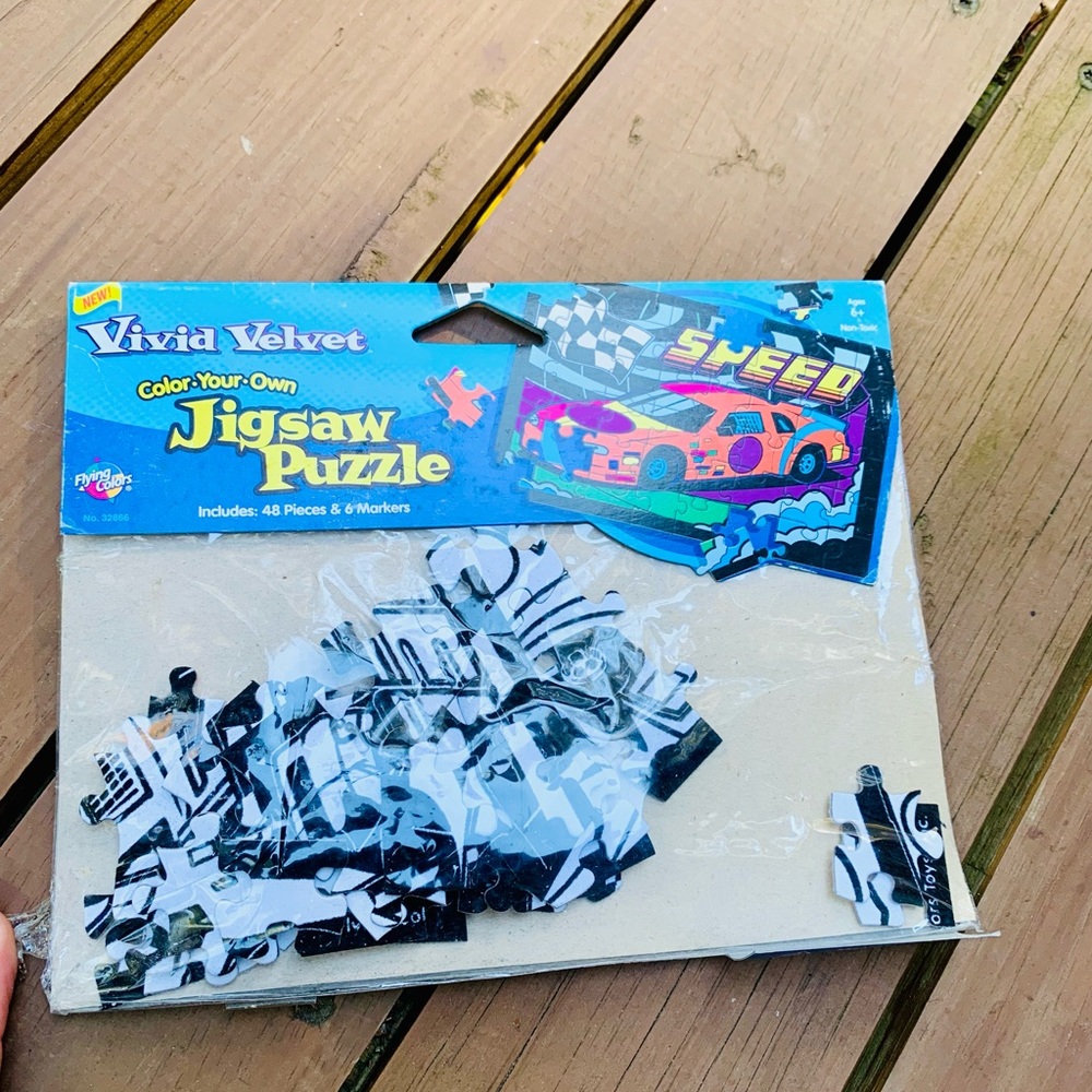 Race car color your own jigsaw puzzle activity game